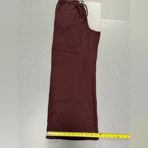 Women's Mid-Rise Wide Leg Linen Pull-On Pants - A New Day™ Brown M: Seam Pocket - Picture 9 of 14